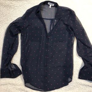 Express Tops - Express The Portofino Shirt navy w/pink hearts Express Tops - Express The Portofino Shirt navy w/pink hearts
